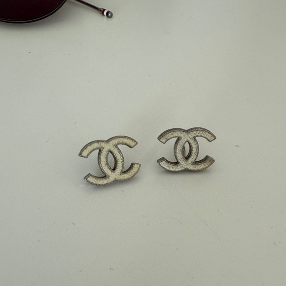 CHANEL Silver Logo Earrings - Picture 1 of 1